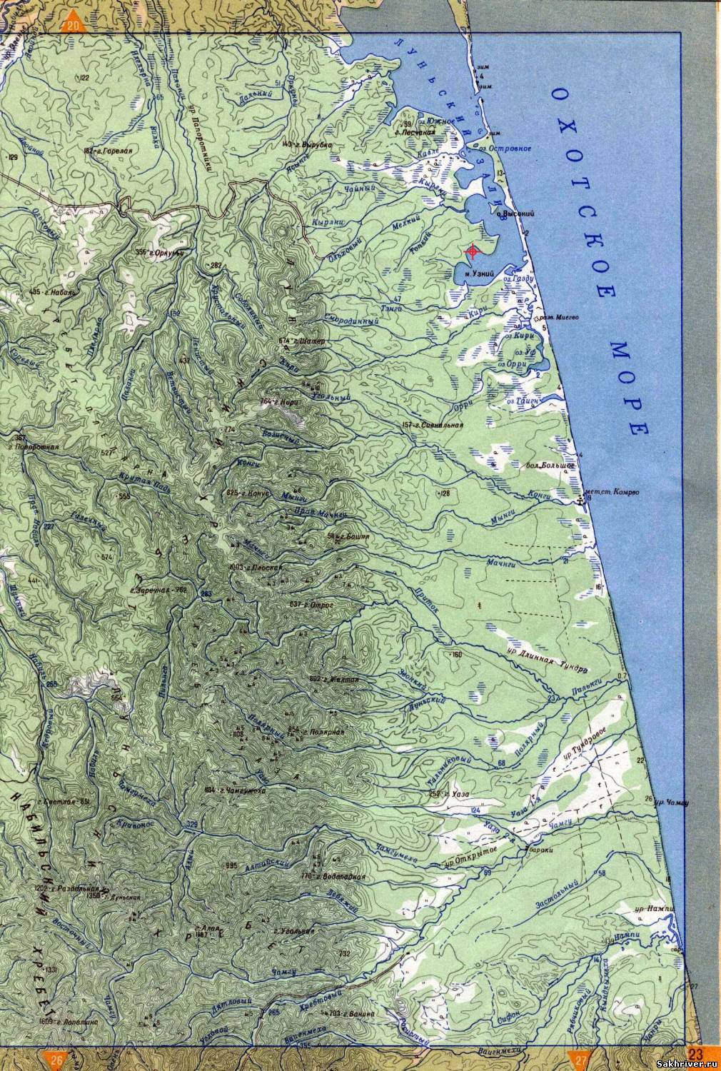 Реки Сахалина на карте
